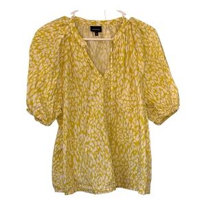 Who What Wear Yellow and White Patterned Blouse